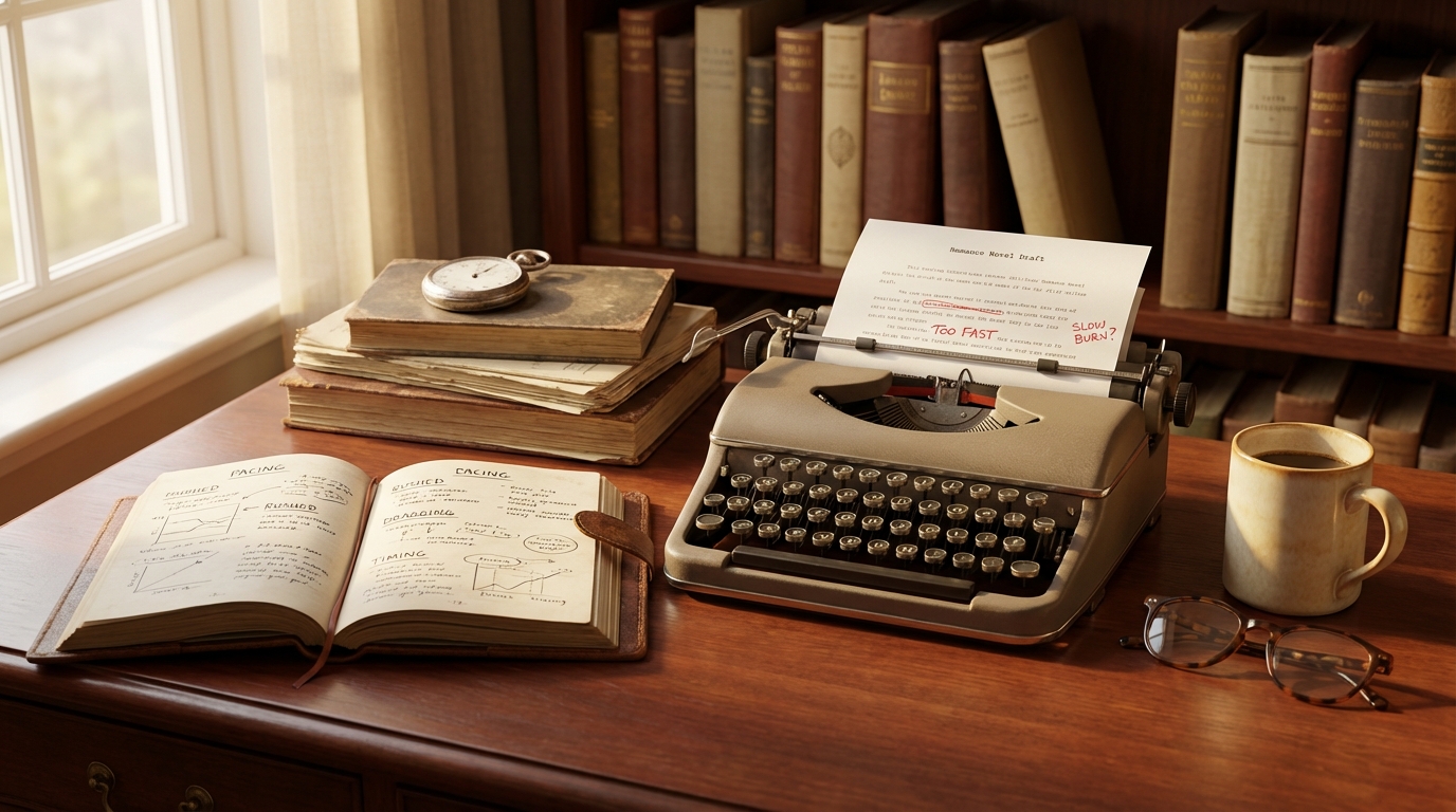 Cover of Romance Novel Pacing: 7 Signs Your Love Story Is Moving Too Fast (Or Too Slow)